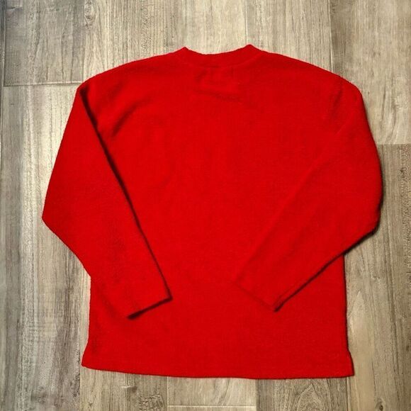 Vintage Red Christmas Sweater with embroidered snowmen Novelty Holiday, Nostalgi - Picture 7 of 8